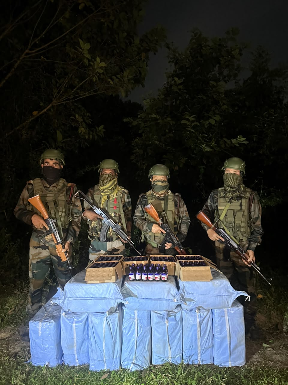 Assam Rifles and Customs Seize Contraband Eskuf Syrup Worth ₹15 Lakh in Tripura’s Khowai