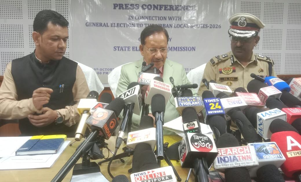 30th October, Agartala:  The Tripura State Election Commission today announced the schedule for the upcoming urban local body elections in the state.   Addressing a press conference at the Secretariat this evening, State Election Commissioner Pradip Kumar Chakraborty announced that elections to 21 urban local bodies, including 13 Municipal Councils, seven Nagar Panchayats and the Agartala Municipal Corporation, will be held on November 27. Counting of votes will take place on December 2.   He stated that the Model Code of Conduct has come into force in the respective election areas with the announcement of the poll schedule.   Additional Magistrates will serve as Returning Officers across 17 subdivisions in the state's eight districts.   More than 5.9 lakh voters are eligible to exercise their franchise in the elections. Of them, over 2.9 lakh are male voters and more than 3 lakh are female voters.   Polling will be conducted at 783 polling stations across the state. Agartala Municipal Corporation will have the highest number of polling stations, with 439, followed by Dharmanagar in North Tripura and Udaipur in Gomati district.