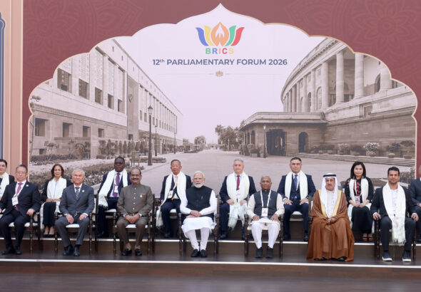 PM Narendra Modi Joins Visiting Delegations at 12th BRICS Parliamentary Forum in New Delhi